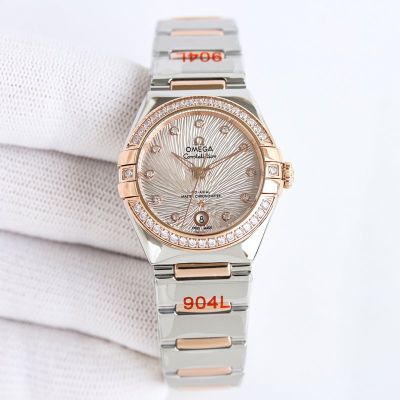 Omega Constellation 29mm 8700 Movement 904L Steel Pot Lid Glass Women White Dial Watch
